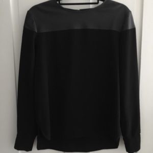 Zara Long Sleeved Blouse with Faux-leather Detail